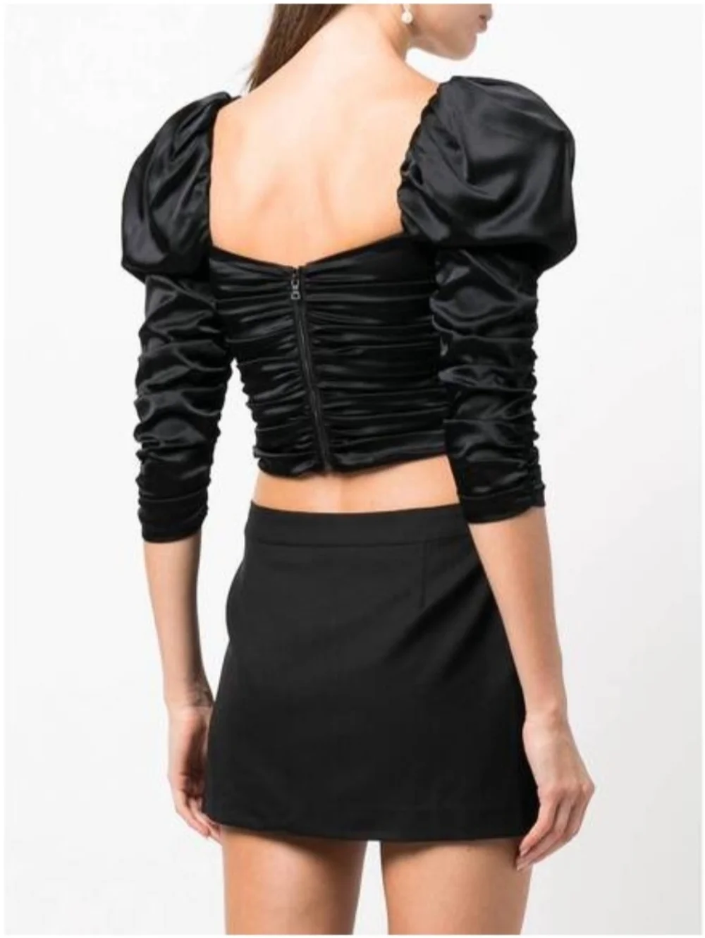 Alice + Olivia Katrice ruched puff-sleeve top size 0 $495 - Picture 11 of 16